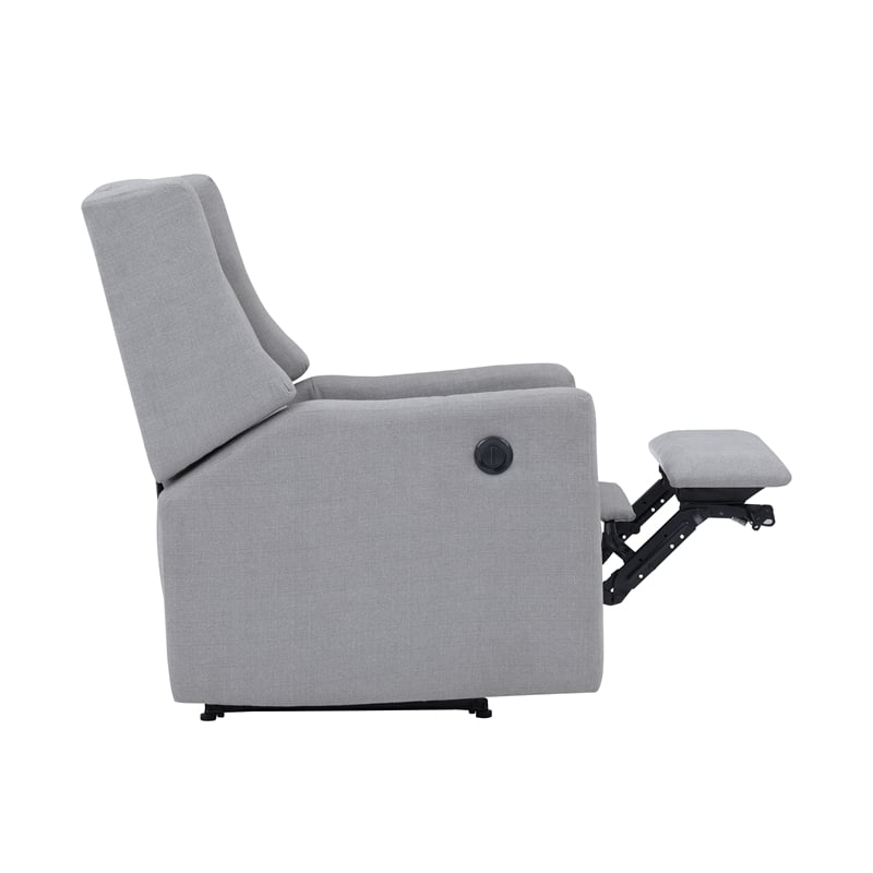 Suite Bebe Pronto Contemporary Wood and Fabric Power Recliner in Oyster Gray