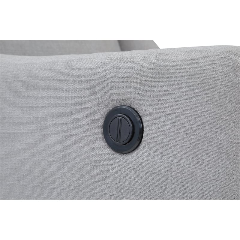 Suite Bebe Pronto Contemporary Wood and Fabric Power Recliner in Oyster Gray