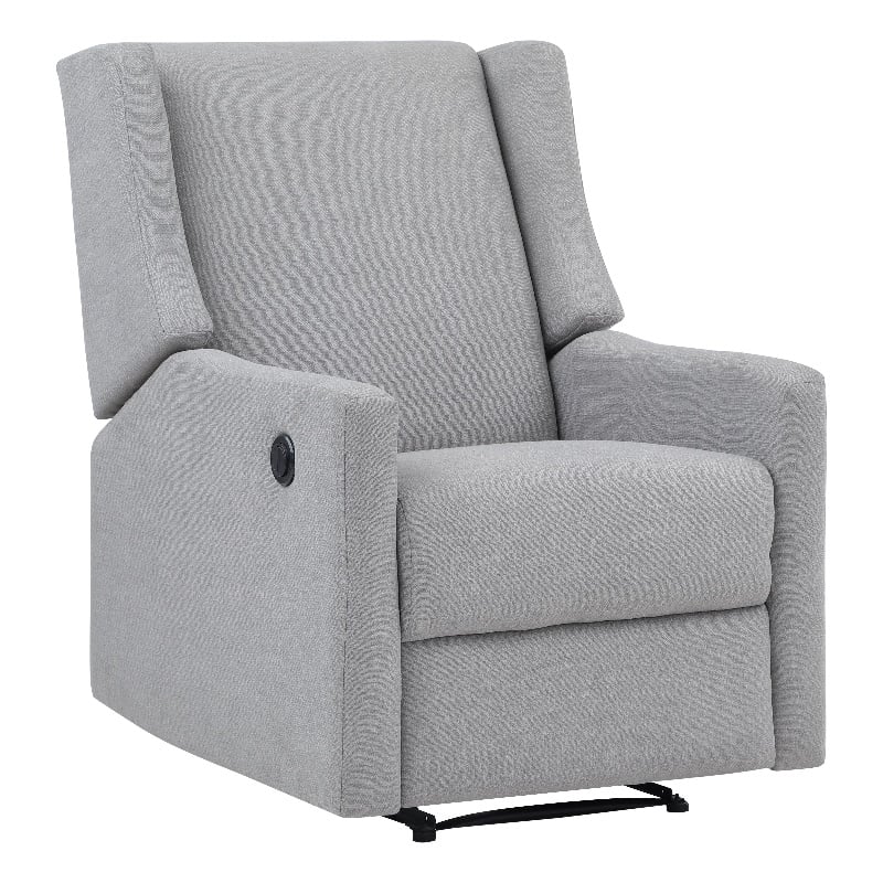 Suite Bebe Pronto Contemporary Wood and Fabric Power Recliner in Oyster Gray
