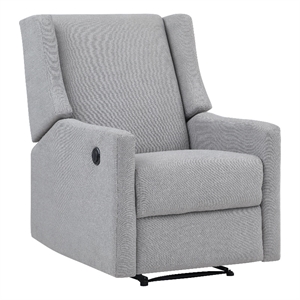 suite bebe pronto contemporary wood and fabric power recliner in oyster gray