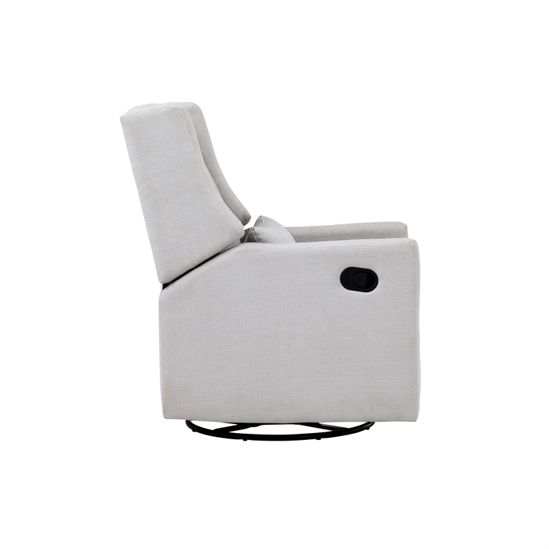 Suite Bebe Pronto Wood Swivel Glider Recliner with Pillow in Blanco White