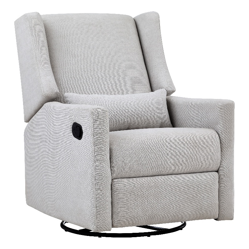 Suite Bebe Pronto Wood Swivel Glider Recliner with Pillow in Blanco White