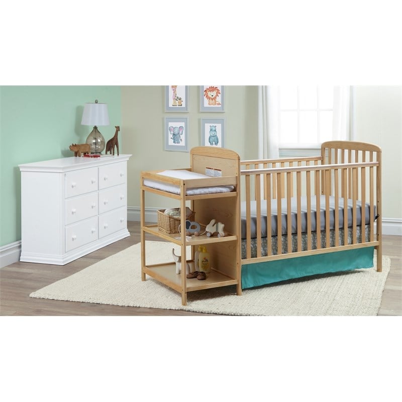 Suite Bebe Ramsey Traditional Wood Crib and Changer Combo in Natural