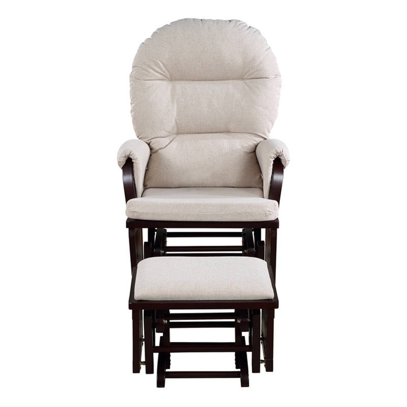 Suite Bebe Madison Glider and Ottoman Espresso Wood and Latte Fabric