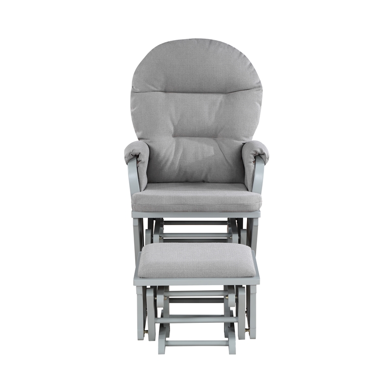 Suite Bebe Madison Glider and Ottoman Gray Wood and Oyster Fabric
