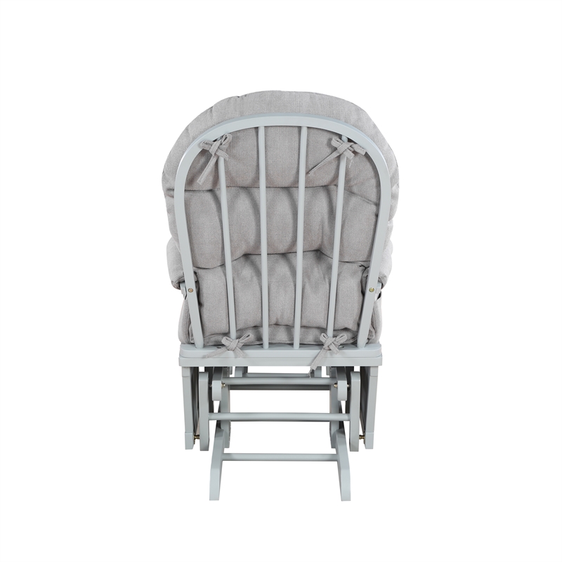 Suite Bebe Madison Glider and Ottoman Gray Wood and Oyster Fabric