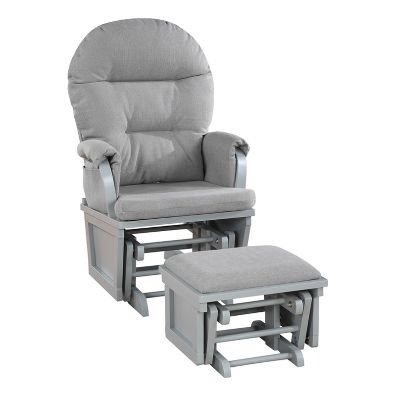 Suite Bebe Madison Glider and Ottoman Gray Wood and Oyster Fabric
