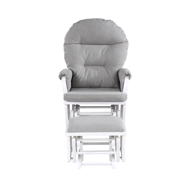 Suite Bebe Madison Glider and Ottoman White Wood Oyster Fabric