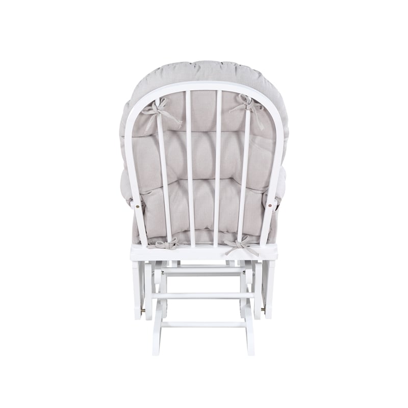 Suite Bebe Madison Glider and Ottoman White Wood and Woven Gray Fabric