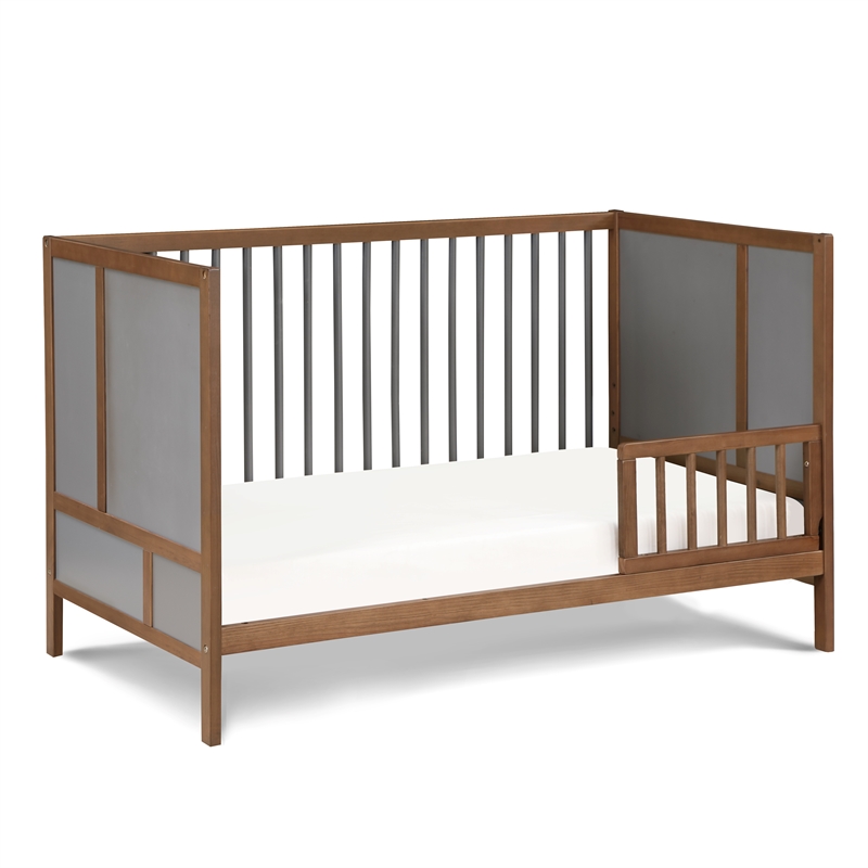 Suite Bebe Pixie Finn 3-in-1 Crib in Walnut/Charcoal