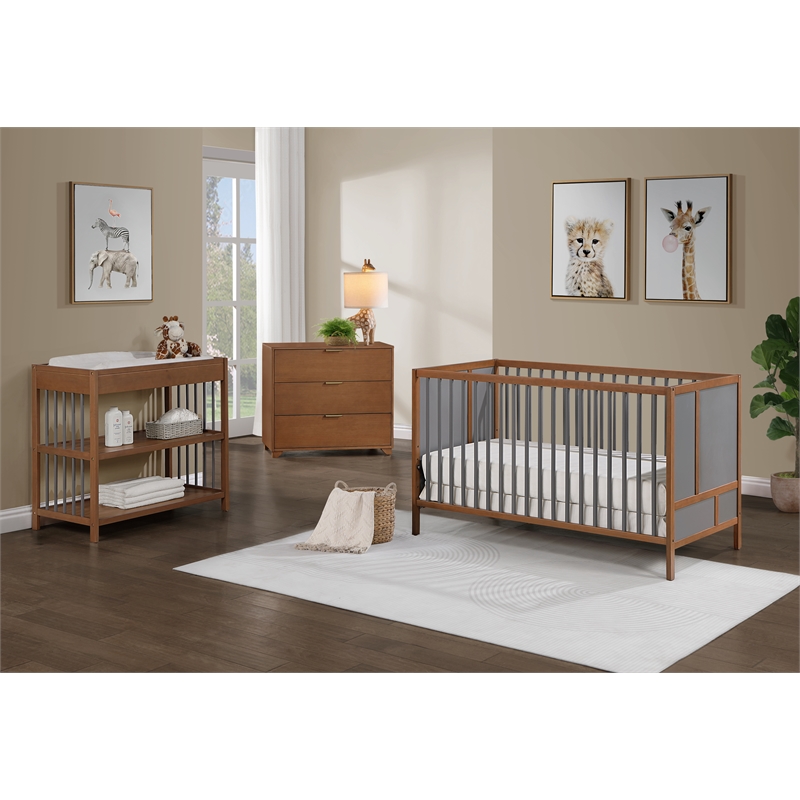 Suite Bebe Pixie Finn 3-in-1 Crib in Walnut/Charcoal