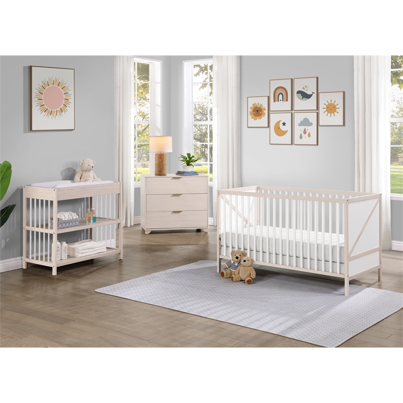Suite Bebe Pixie Zen 3-in-1 Crib in Washed Natural/White