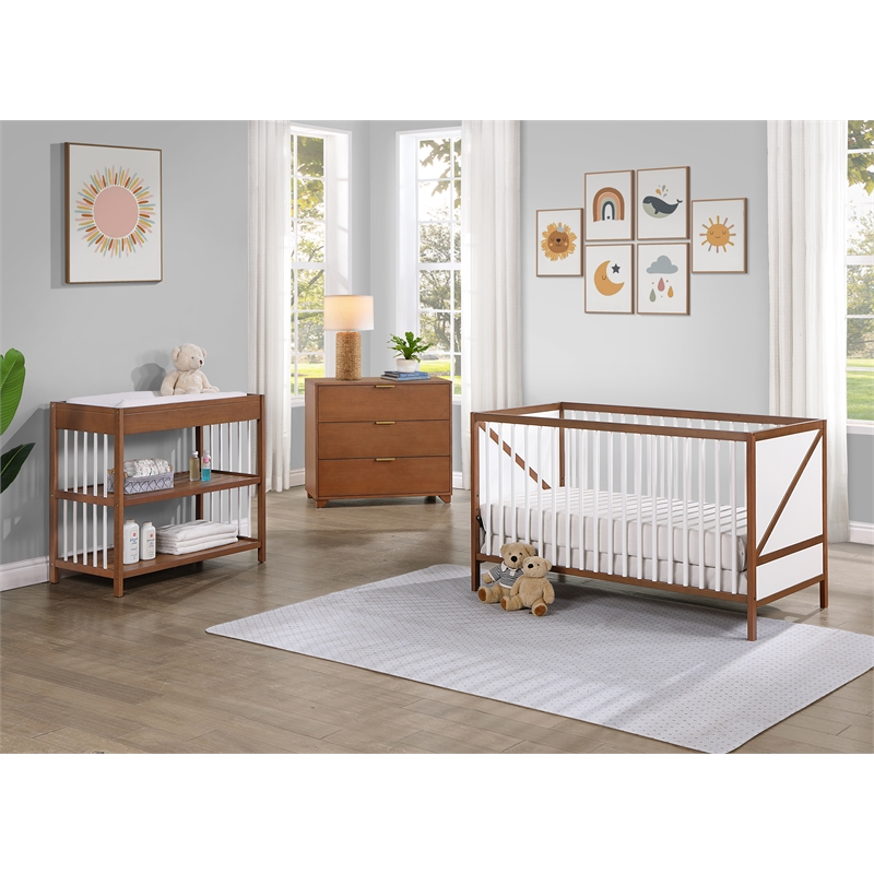 Suite Bebe Pixie Zen 3-in-1 Crib in Walnut/White