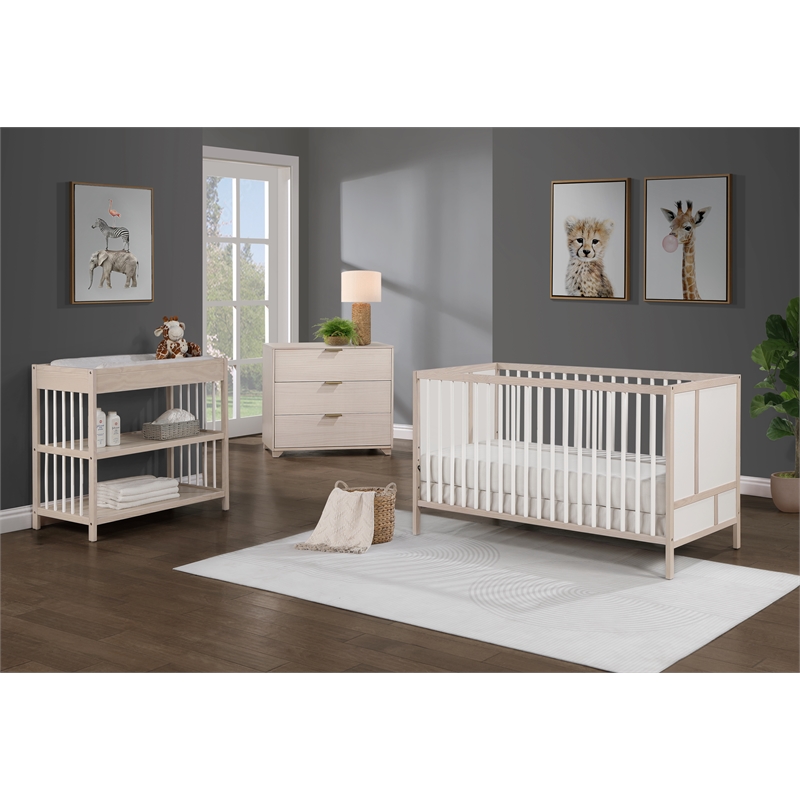 Suite Bebe Pixie Finn 3-in-1 Crib in Washed Natural/White