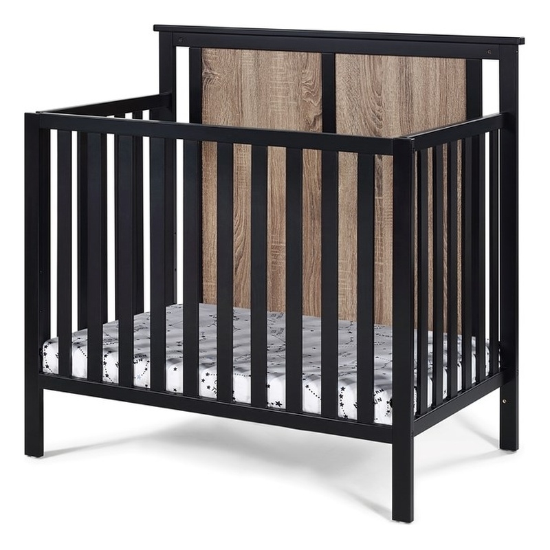 Connelly Mini Crib With Mattress Pad Black/Vintage Walnut