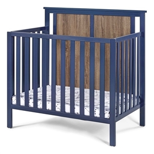 Connelly Mini Crib With Mattress Pad Midnight Blue/Vintage Walnut