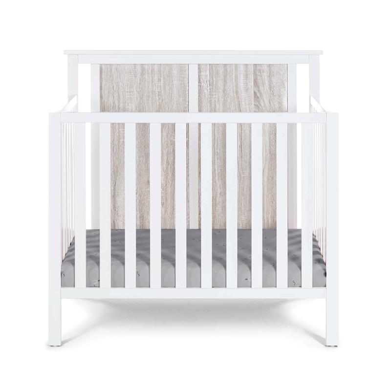 connelly mini crib with mattress pad white/rockport gray