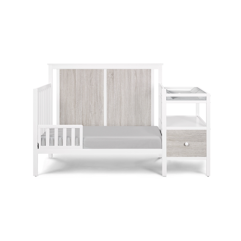 Connelly 4-in-1 Crib and Changer Combo With Mattress Pad White Gray