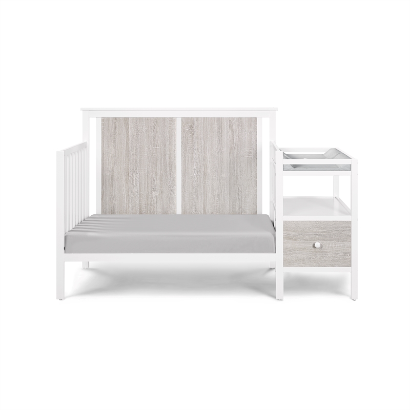 Connelly 4-in-1 Crib and Changer Combo With Mattress Pad White Gray