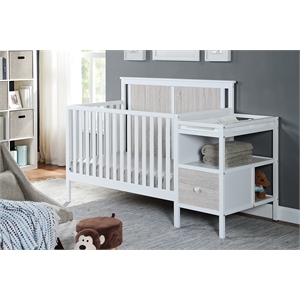Connelly 4-in-1 Crib and Changer Combo With Mattress Pad White Gray