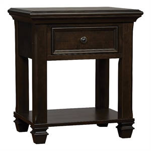 baby cache glendale traditional wood nightstand in charcoal brown
