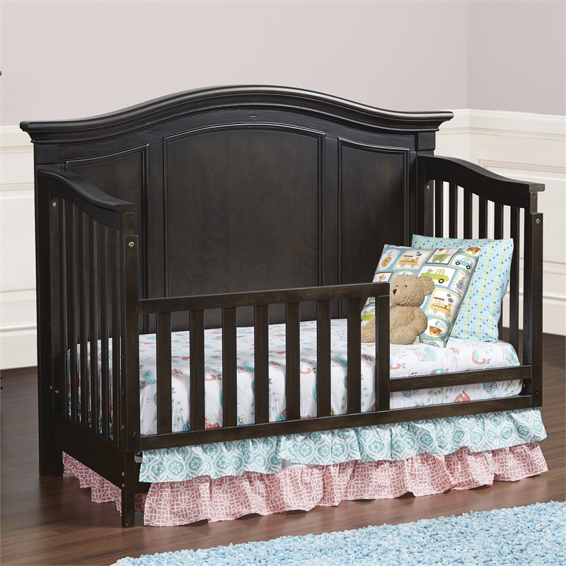 Baby Cache Glendale Traditional Wood Toddler Guard Rail in Charcoal Brown