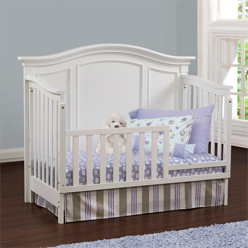Baby Cache Glendale Traditional Wood Toddler Guard Rail in Pure White