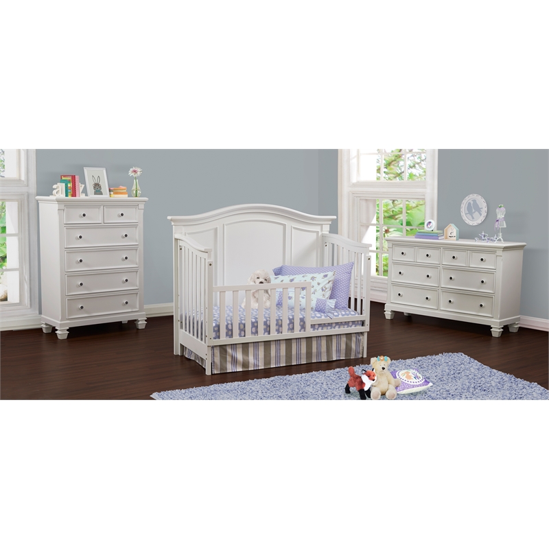 Baby Cache Glendale Traditional Wood Toddler Guard Rail in Pure White