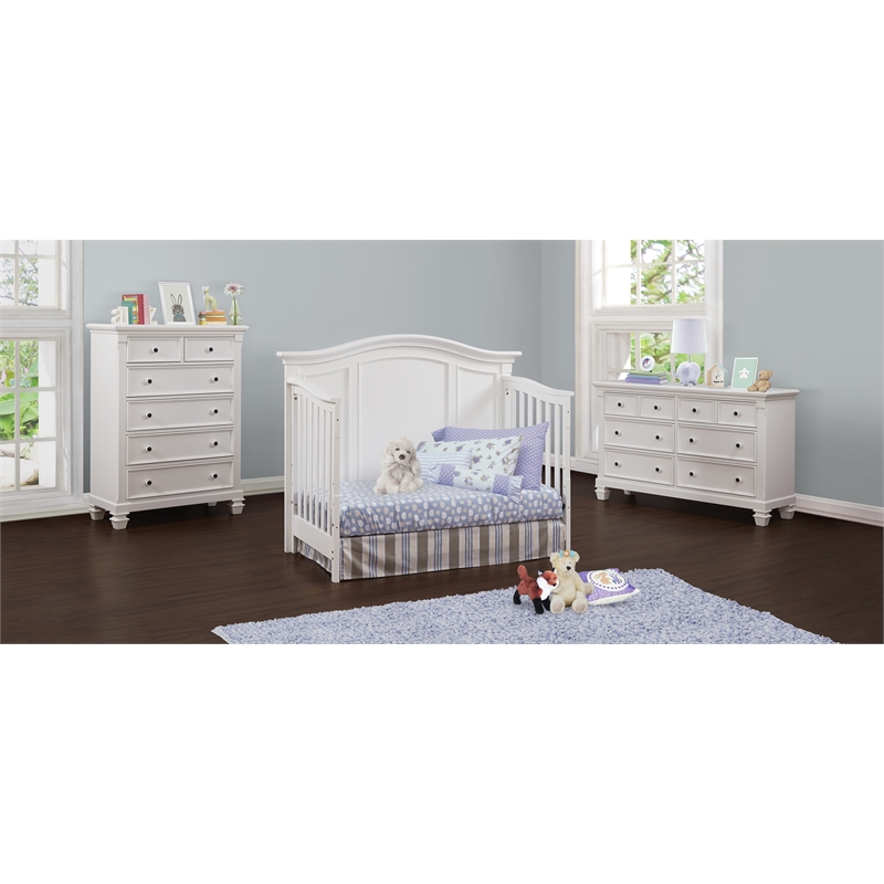 Baby Cache Glendale Traditional Wood Toddler Guard Rail in Pure White