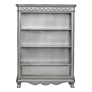 baby cache adelina 3-shelf traditional wood bookcase in metallic gray