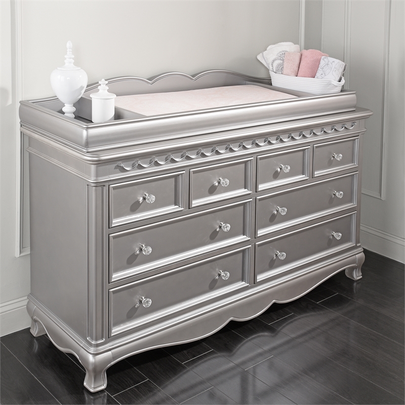 Baby Cache Adelina Traditional Wood Changing Station in Metallic Gray