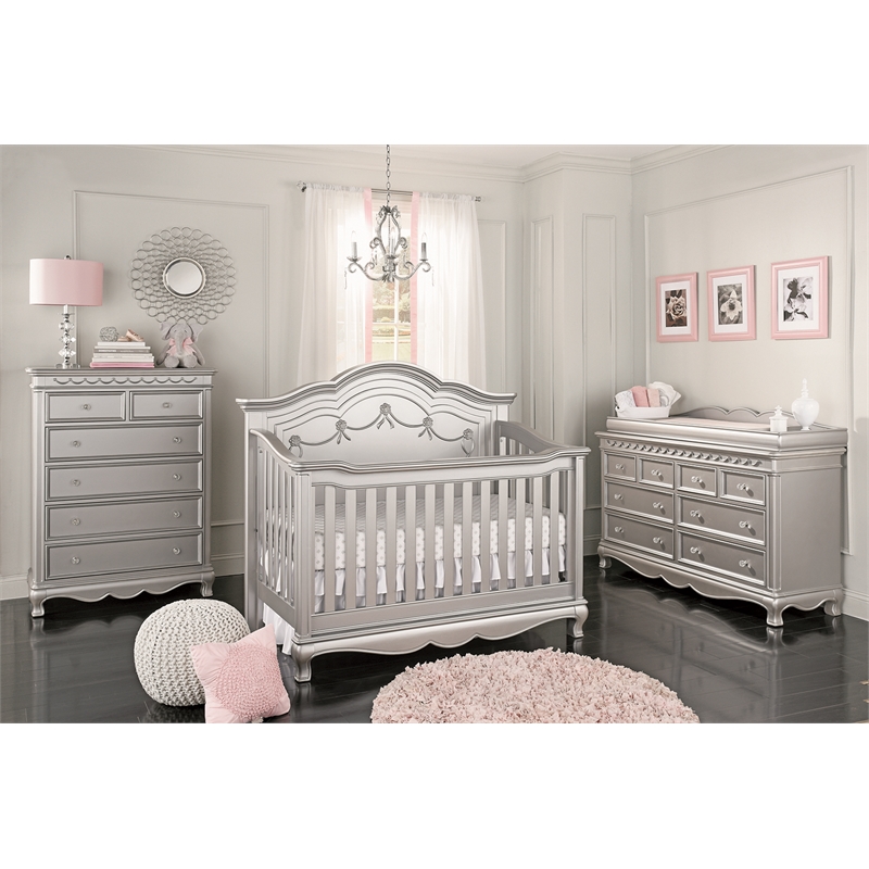 Baby Cache Adelina Traditional Wood Changing Station in Metallic Gray