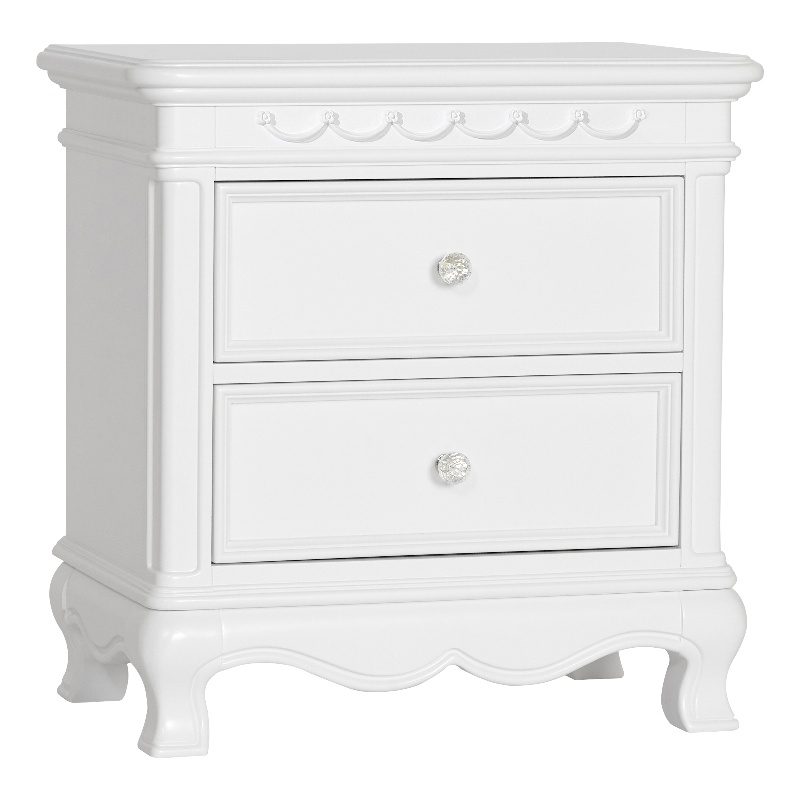 Baby Cache Adelina 2 Drawer Traditional Wood Nightstand in Pure White 22802 WH