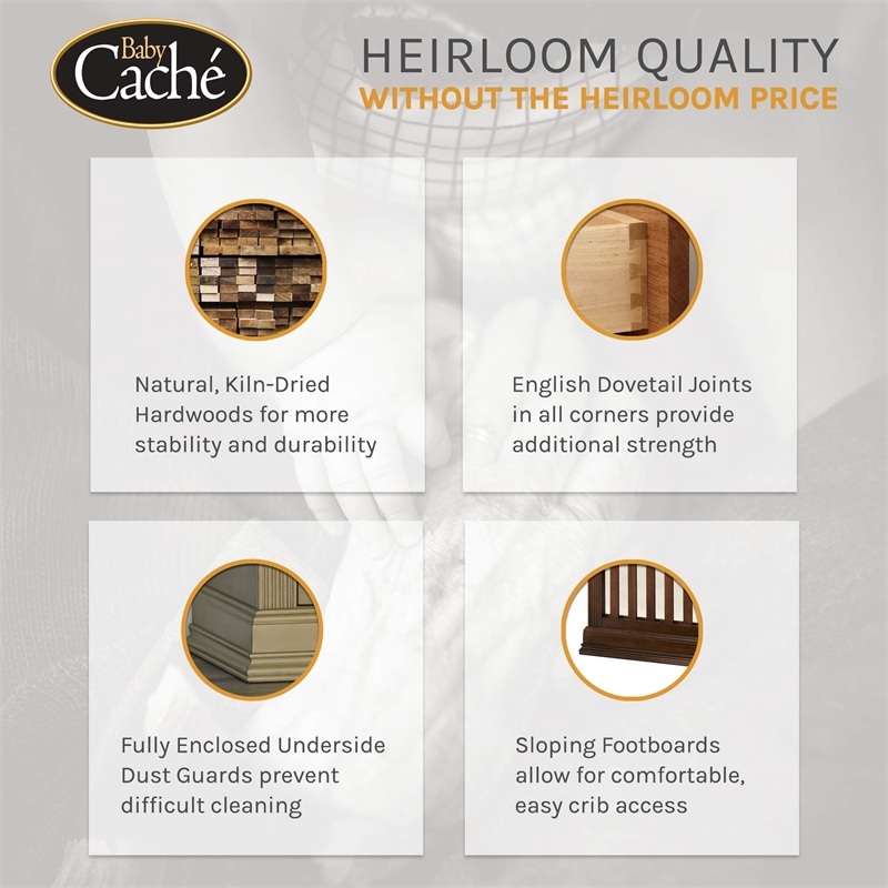 Baby Cache Montana Traditional Wood 4-in-1 Convertible Crib in Glazed White