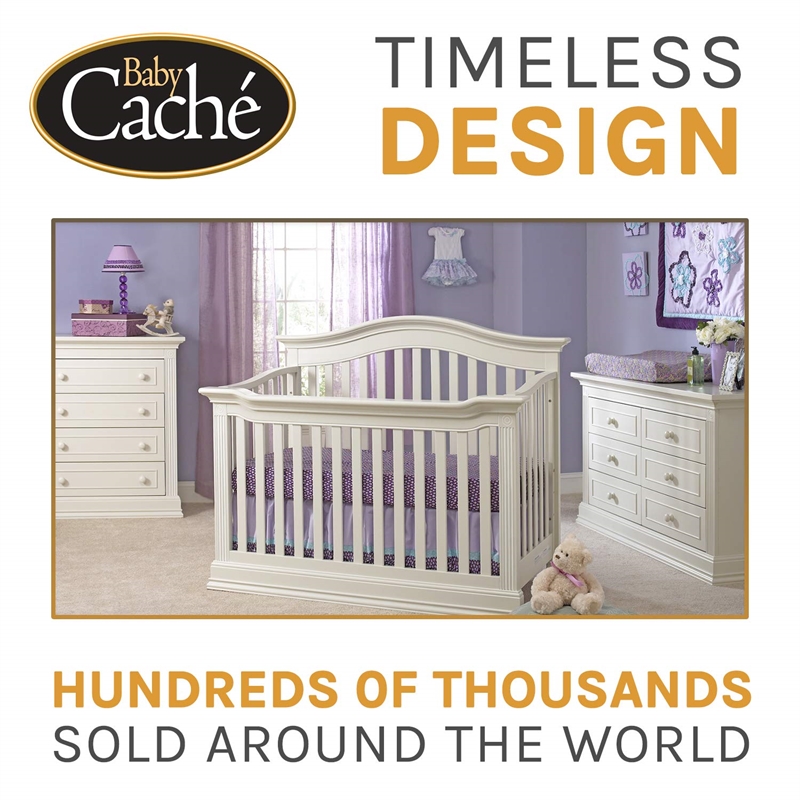 Baby Cache Montana Traditional Wood 4-in-1 Convertible Crib in Glazed White