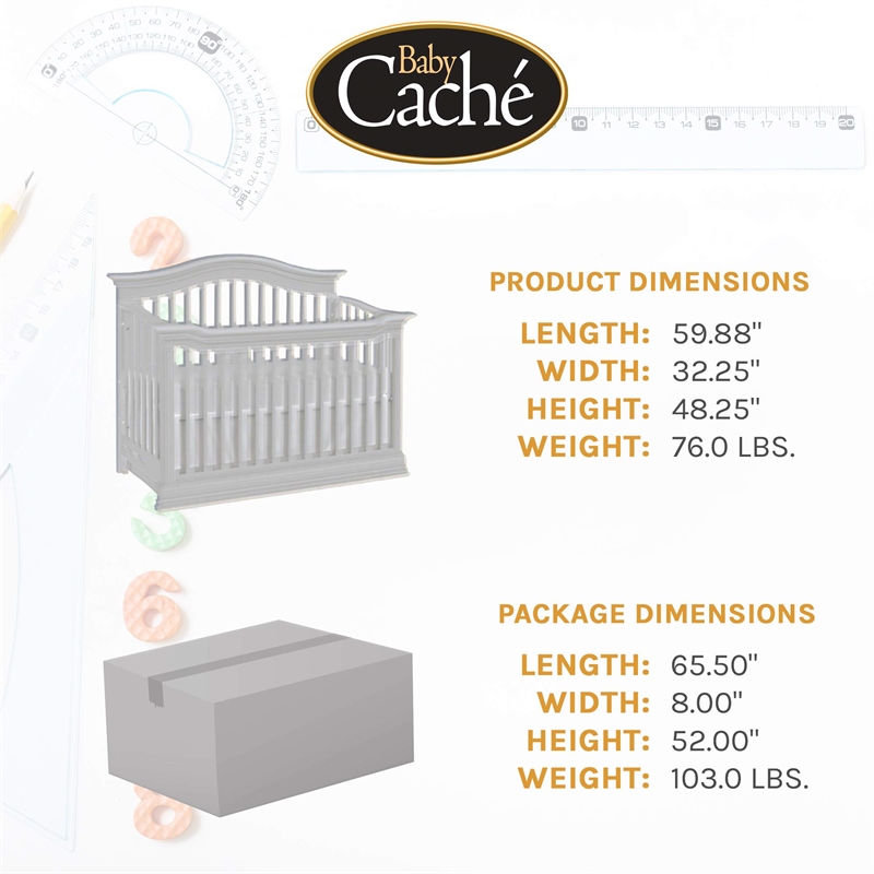 Baby Cache Montana Traditional Wood 4-in-1 Convertible Crib in Glazed White