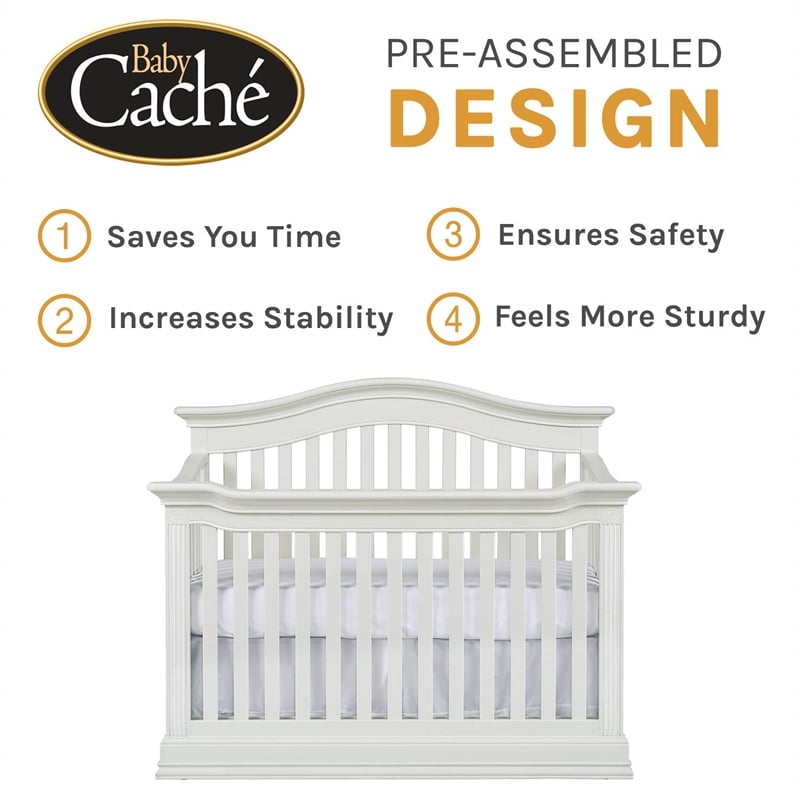Baby Cache Montana Traditional Wood 4-in-1 Convertible Crib in Glazed White
