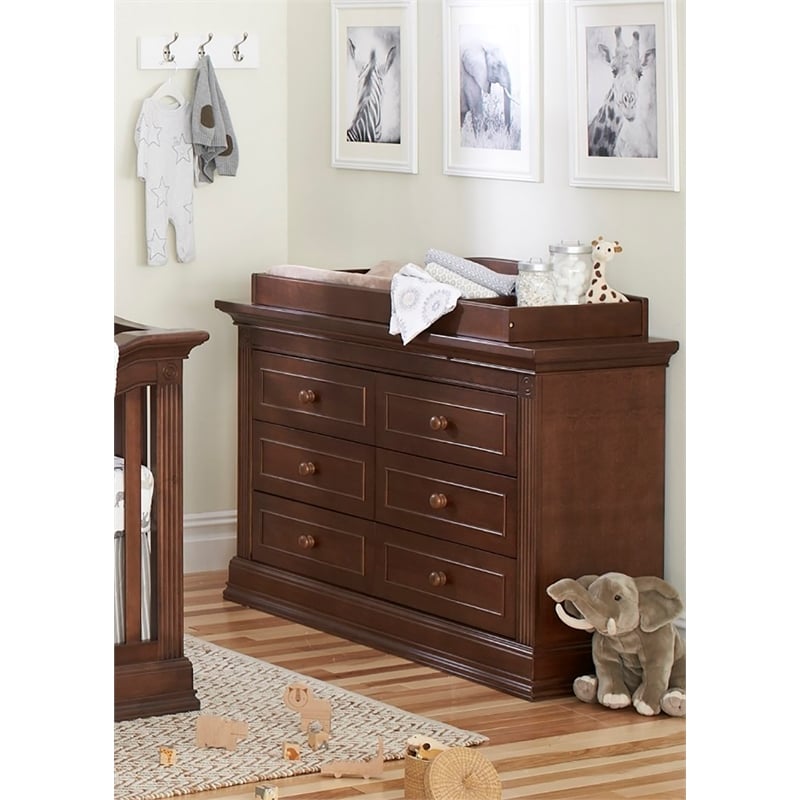 Baby Cache Montana 6 Drawer Traditional Wood Dresser in Brown Sugar Homesquare