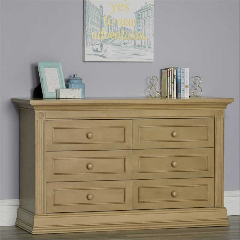 Baby Cache Montana 6 Drawer Traditional Wood Dresser in Driftwood Homesquare