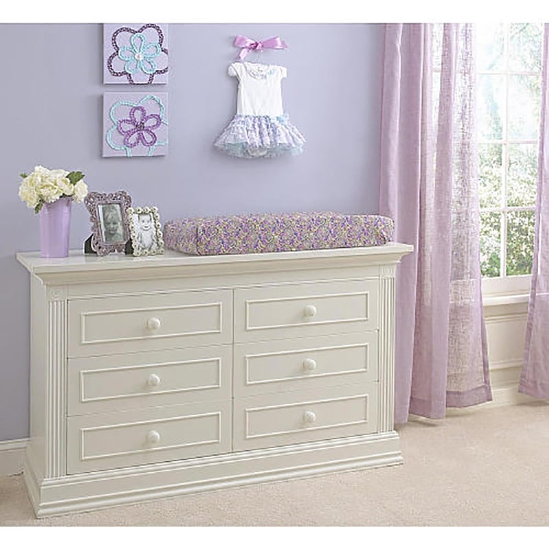 Baby Cache Montana 6-Drawer Traditional Wood Dresser in Glazed White