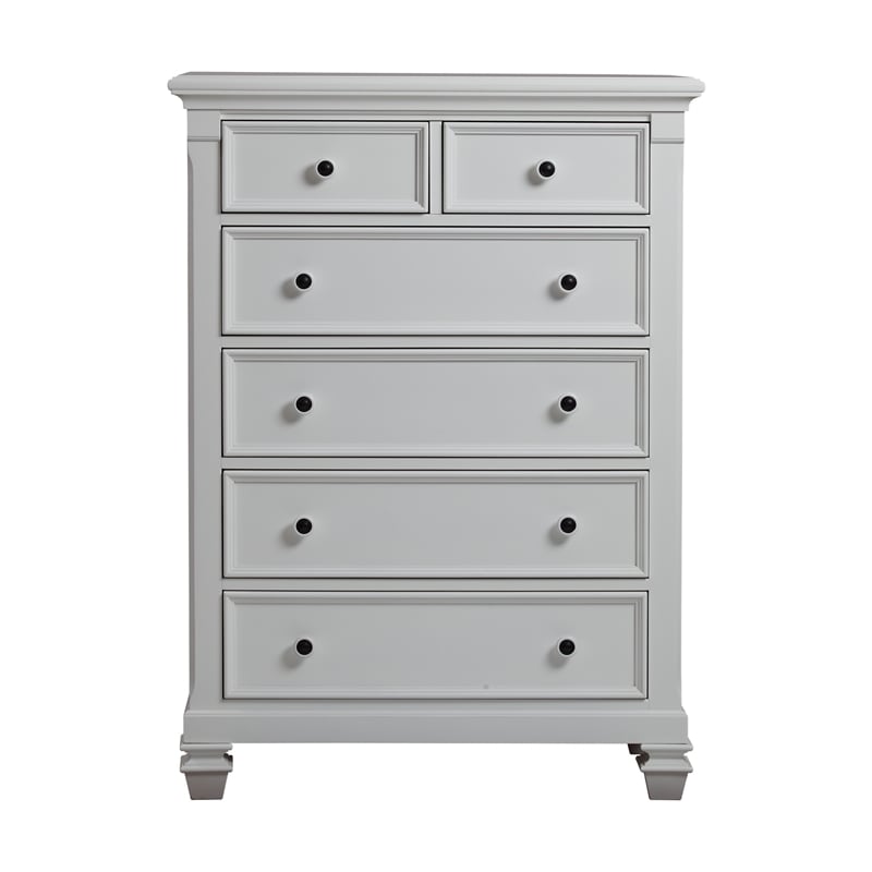 Baby Cache Glendale 6-Drawer Traditional Wood Chest in Pure White