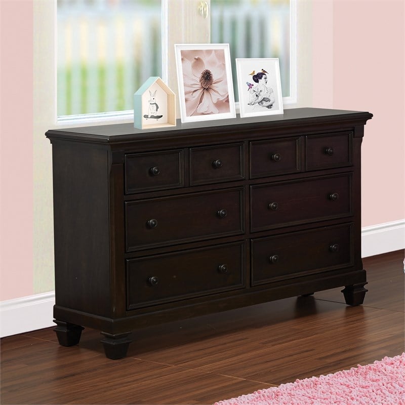 Baby Cache Glendale 6-Drawer Traditional Wood Dresser in Charcoal Brown