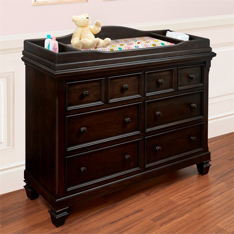 Baby Cache Glendale Traditional Wood Changing Station in Charcoal Brown
