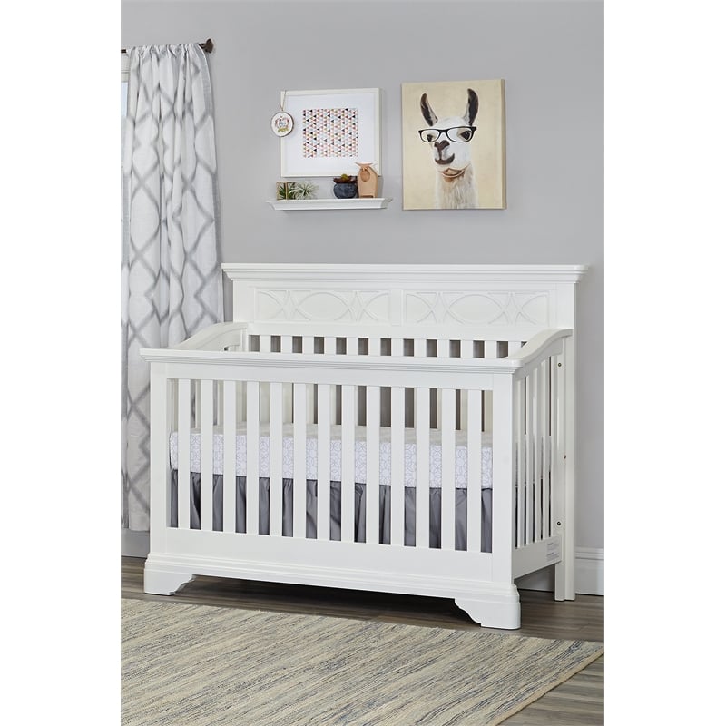 Baby Cache Haven Hill Traditional Wood 4-in-1 Convertible Crib in White Lace