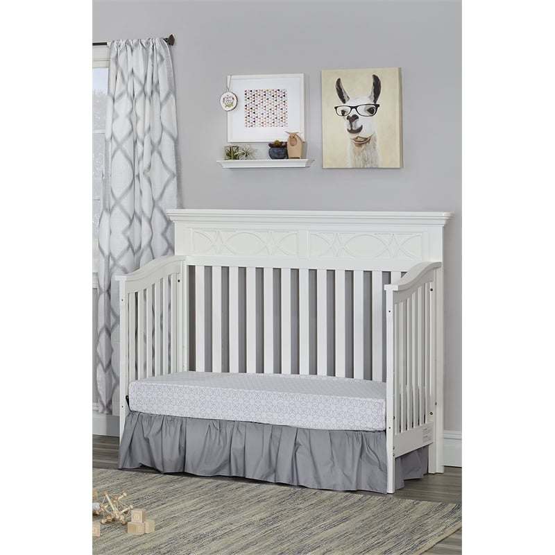 Baby Cache Haven Hill Traditional Wood 4-in-1 Convertible Crib in White Lace