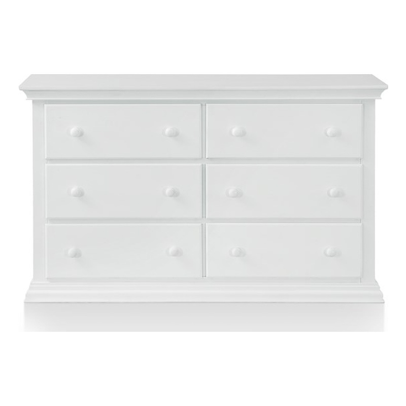Baby Cache Haven Hill 6-Drawer Traditional Wood Double Dresser in White