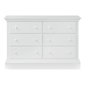 Baby Cache Haven Hill 6-Drawer Traditional Wood Double Dresser in White