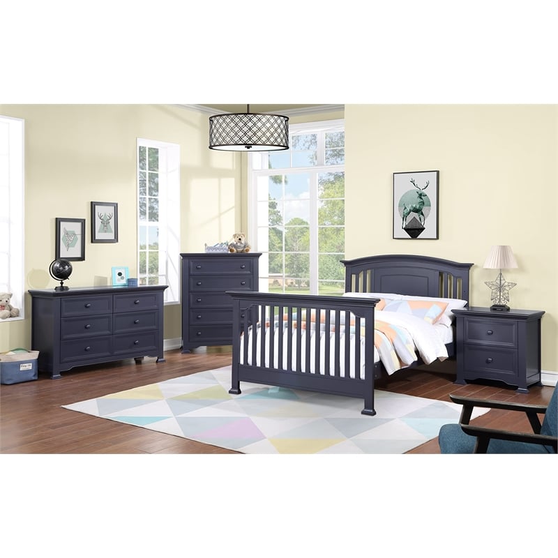 Centennial Medford Traditional Wood 4-in-1 Convertible Crib in Mystic Blue