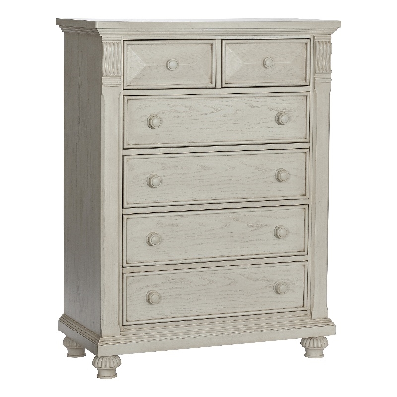 Kingsley Sedona 6-Drawer Traditional Wood Chest in Vintage Ivory