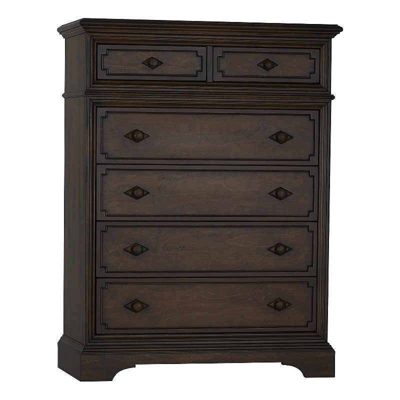 Kingsley Amherst 6-Drawer Traditional Wood Chest in Burnt Oak